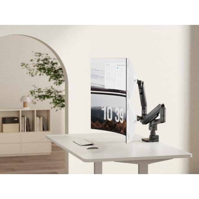 Equip - Soporte de sobremesa para monitores dobles de 17«-35», negro