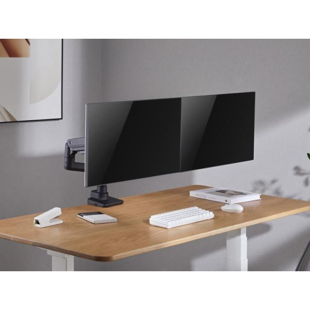 Equip - Soporte de sobremesa para monitores dobles de 17«-35», negro