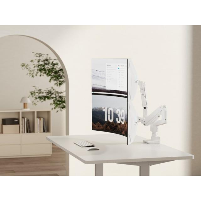 Equip - Soporte de escritorio para monitor doble de 17«-35», blanco