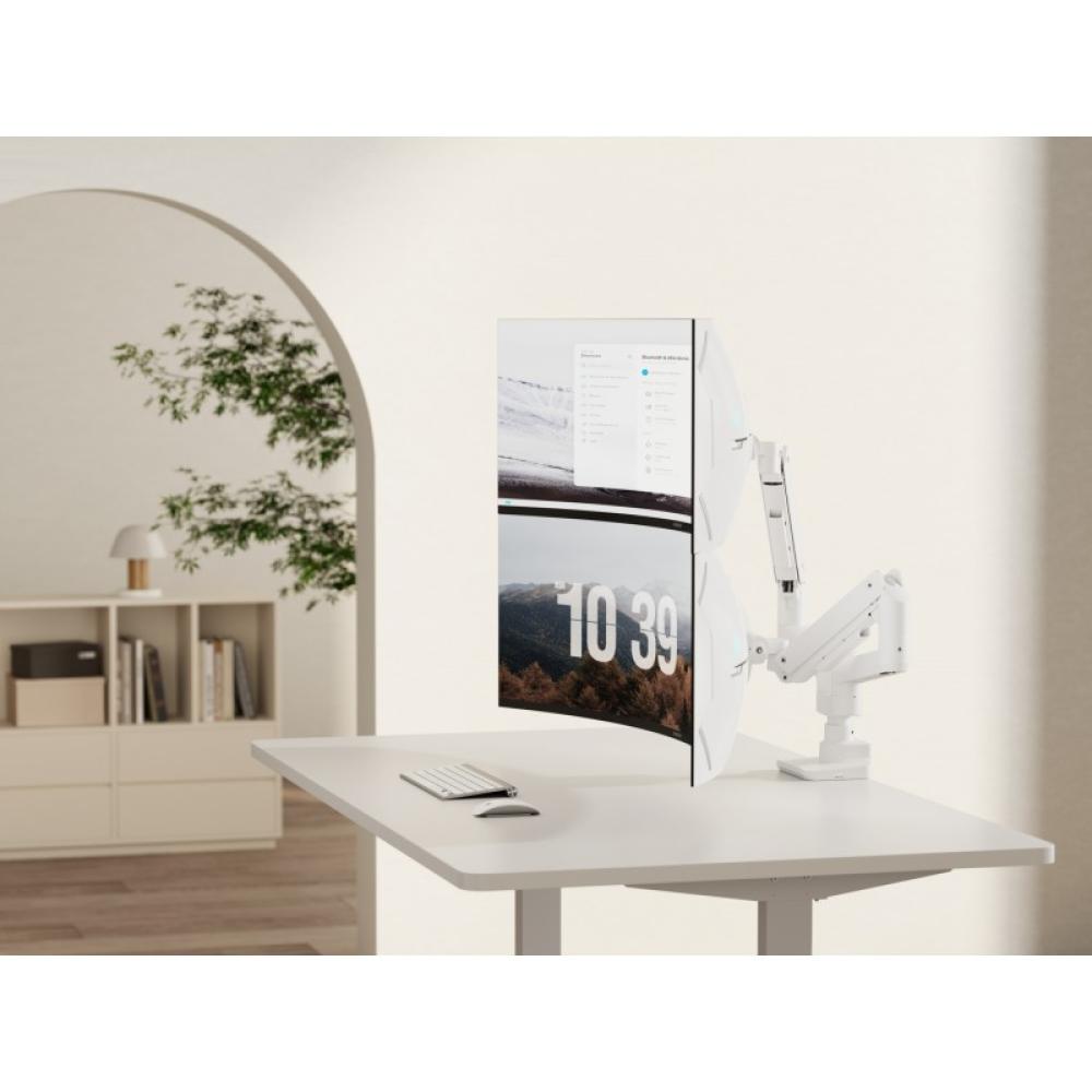 Equip - Soporte de escritorio para monitor doble de 17«-35», blanco