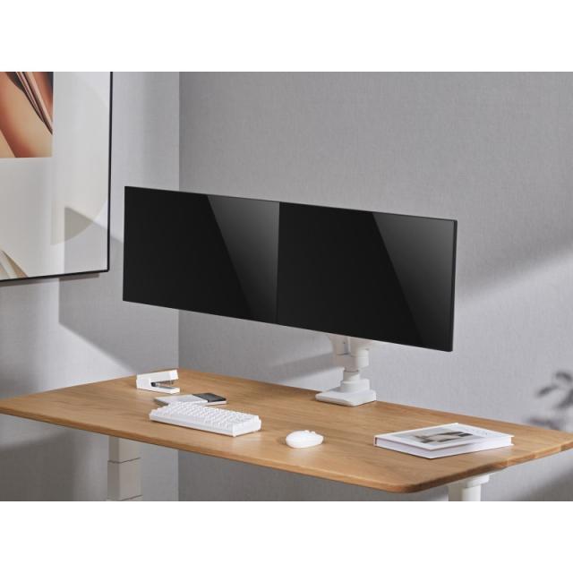 Equip - Soporte de escritorio para monitor doble de 17«-35», blanco