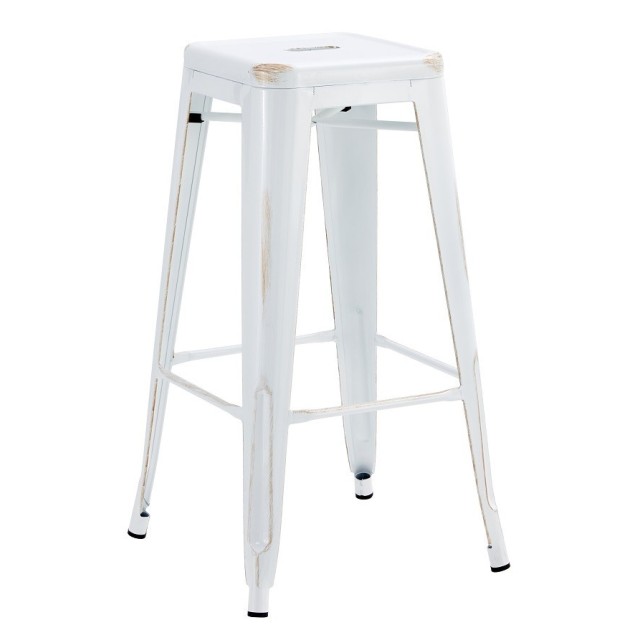 Taburete TOL EK VINTAGE, acero, blanco