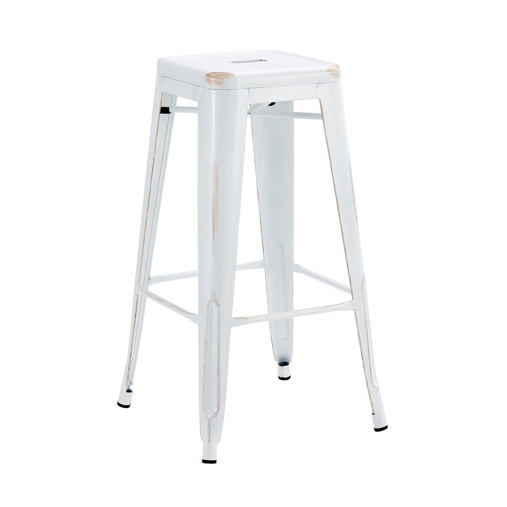 Taburete TOL EK VINTAGE, acero, blanco