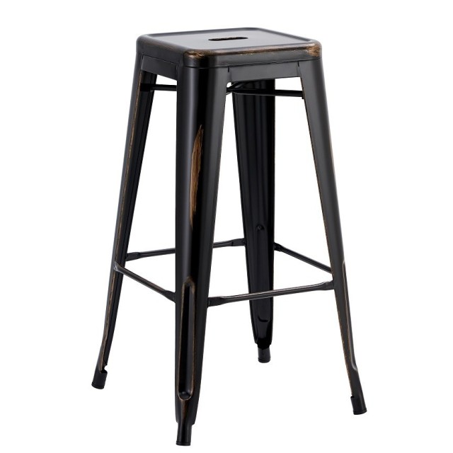 Taburete TOL EK VINTAGE, acero, negro