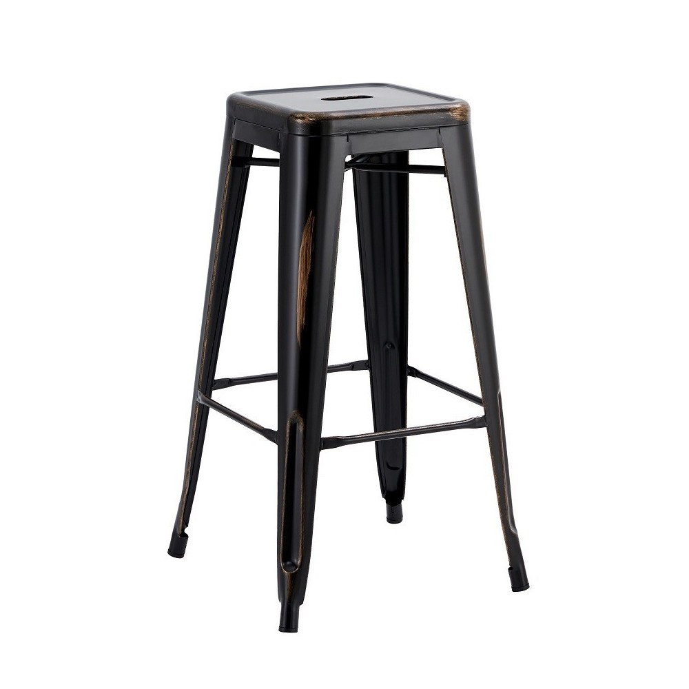 Taburete TOL EK VINTAGE, acero, negro
