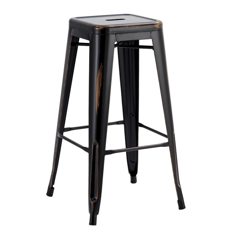 Taburete TOL EK VINTAGE, acero, negro