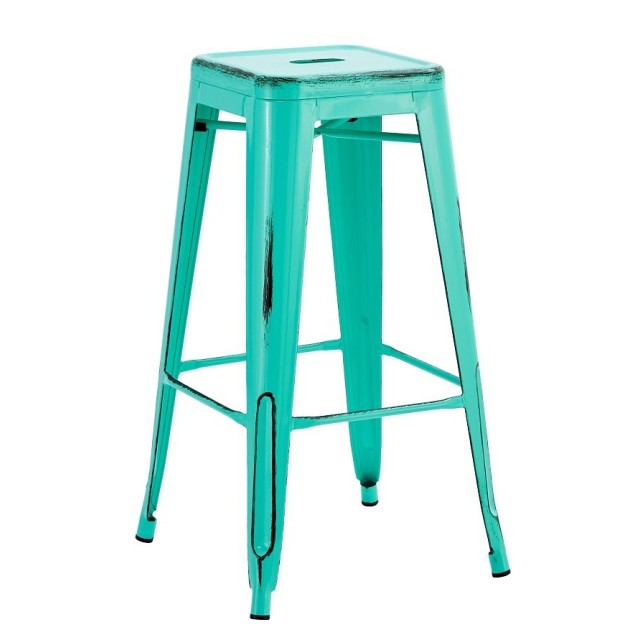Taburete TOL EK VINTAGE, acero, verde agua