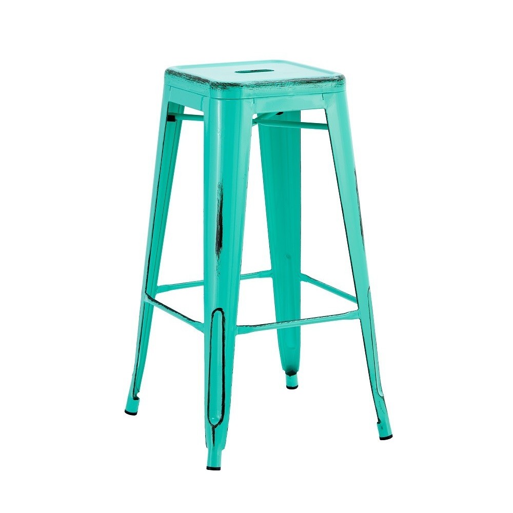 Taburete TOL EK VINTAGE, acero, verde agua