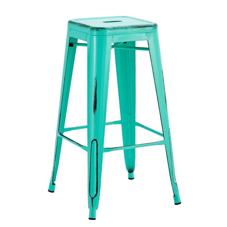 Taburete TOL EK VINTAGE, acero, verde agua