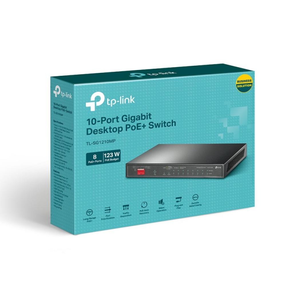 TP-Link - TL-SG1210MP switch No administrado Gigabit Ethernet (10/100/1000) Energía sobre Ethernet (PoE) Negro