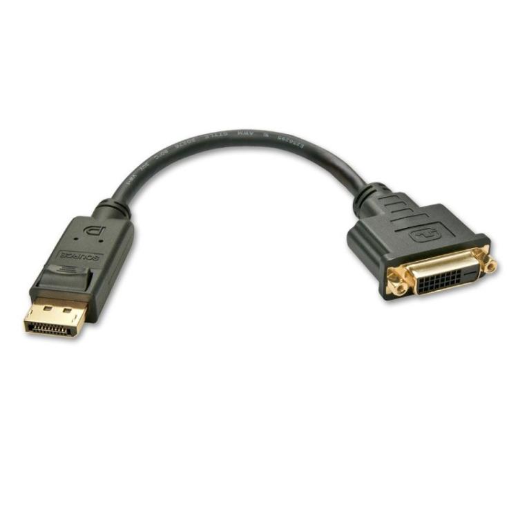 Lindy - 41004 adaptador de cable de vídeo 0,15 m DisplayPort DVI-D Negro
