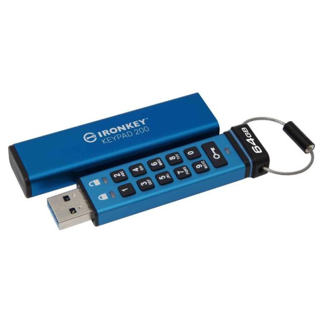 Kingston Technology - IronKey Keypad 200 de 64 GB, FIPS 140-3 nivel 3 (pendiente) cifrado AES-256