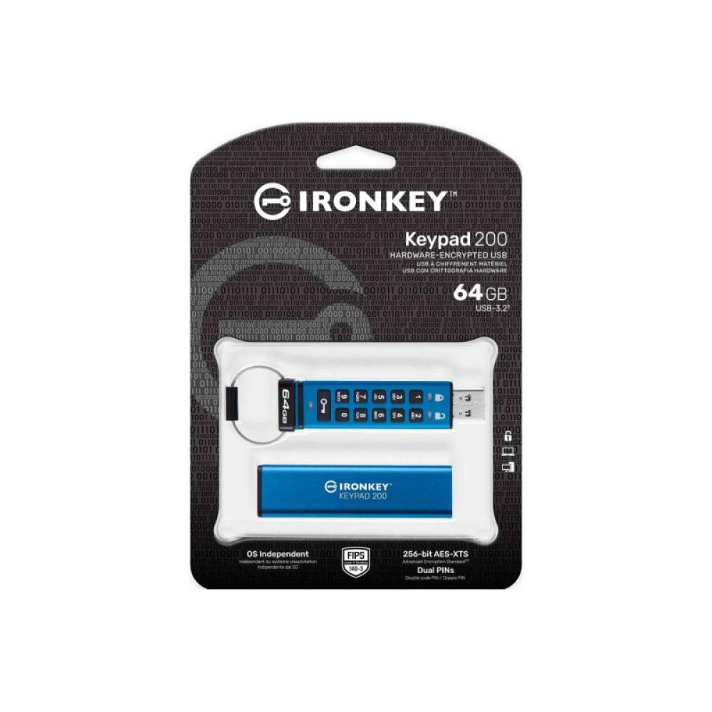 Kingston Technology - IronKey Keypad 200 de 64 GB, FIPS 140-3 nivel 3 (pendiente) cifrado AES-256