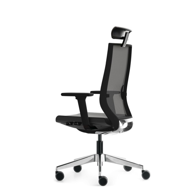 Silla Eben Negra Respaldo Alto Con Cabezal