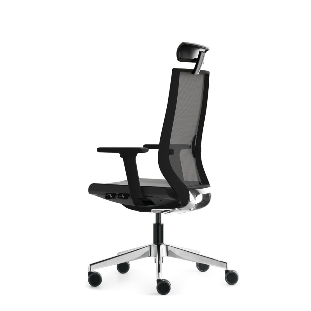 Silla Eben Negra Respaldo Alto Con Cabezal