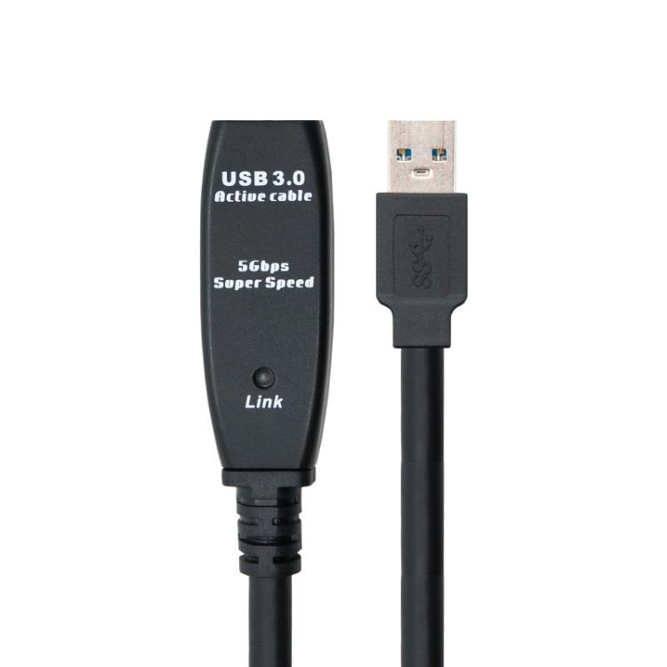 Nanocable - Cable USB 3.0 prolongador con amplificador, tipo A/M-A/H, 10m