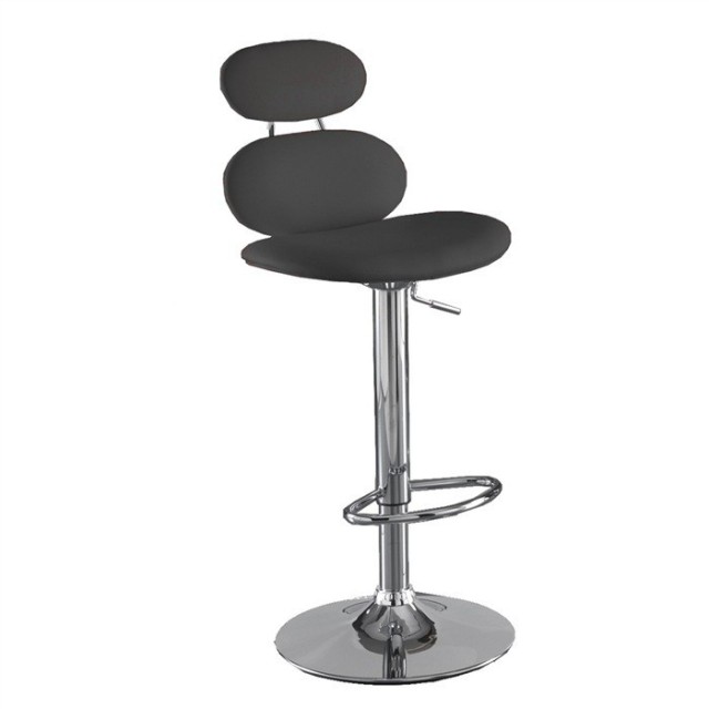 Taburete DOURO, cromado, similpiel negra