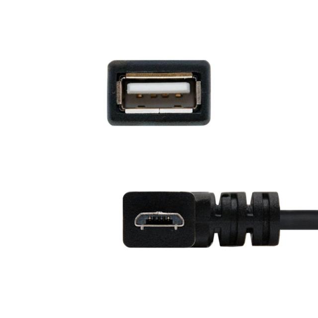 Nanocable - CABLE USB 2.0 OTG ACODADO, TIPO MICRO B/M-A/H, NEGRO, 15 CM