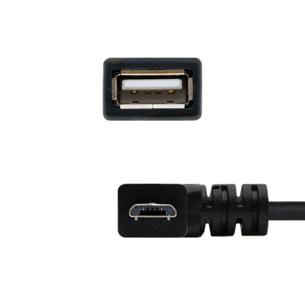Nanocable - CABLE USB 2.0 OTG ACODADO, TIPO MICRO B/M-A/H, NEGRO, 15 CM