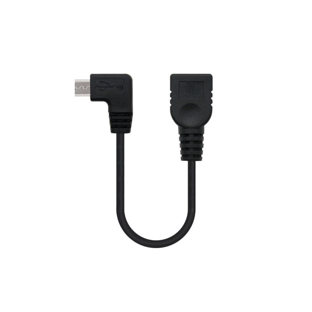 Nanocable - CABLE USB 2.0 OTG ACODADO, TIPO MICRO B/M-A/H, NEGRO, 15 CM