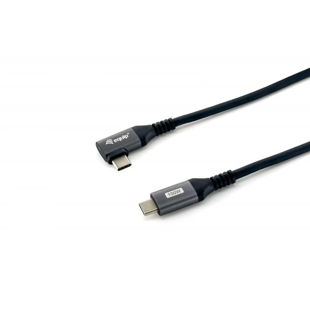 Equip - Cable USB 2.0 C a C en ángulo de 90°, M/M, 2,0 m, PD 100 W, negro