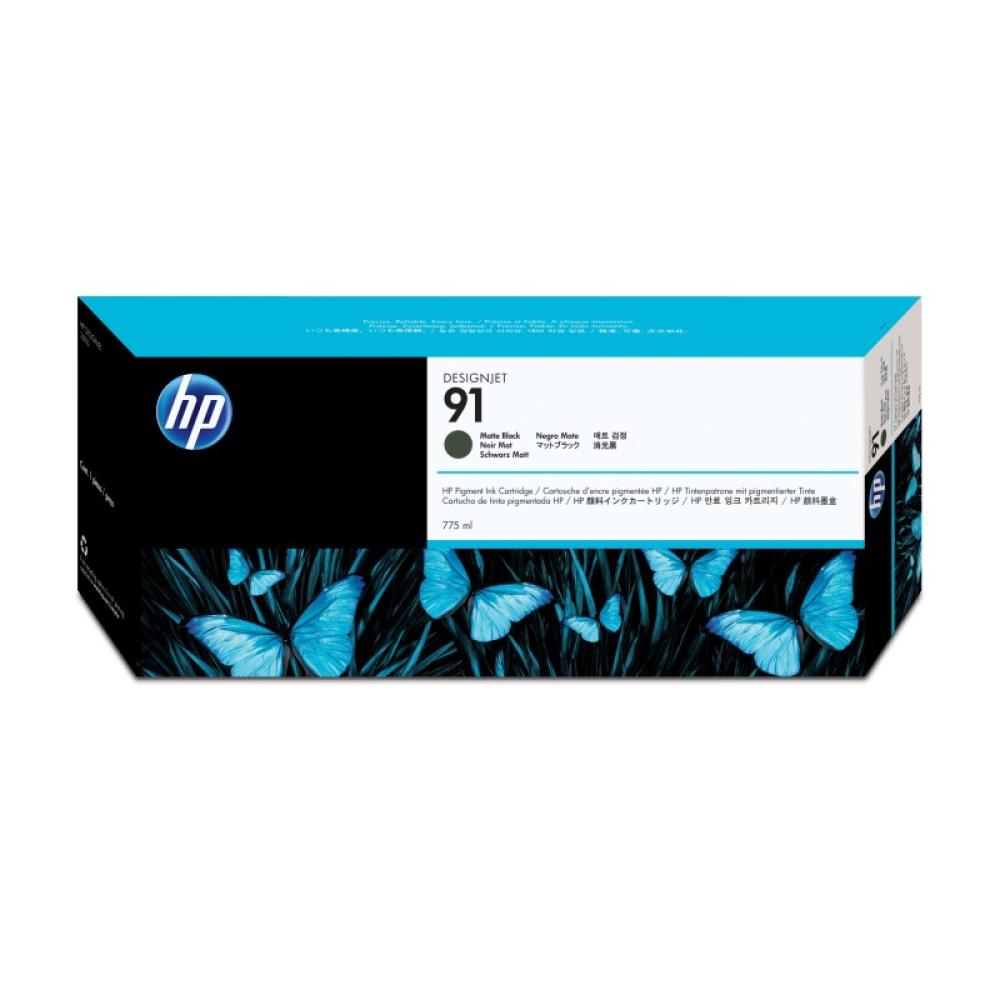 HP - Cartucho de Tinta de pigmento DesignJet 91 negro mate de 775 ml