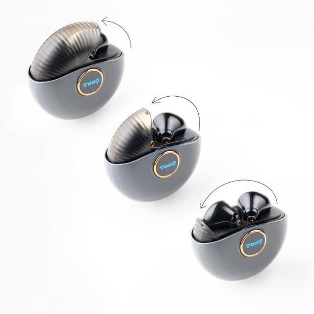 TooQ - Snail Auriculares Inalámbricos + Micrófono Bluetooth con Estuche de Carga, Gris/Negros