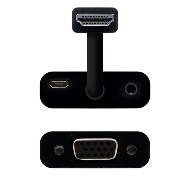 Nanocable - CONVERSOR HDMI A SVGA+AUDIO, HDMI/M-SVGA/H+3.5/H, NEGRO, 10 CM+1.0 M