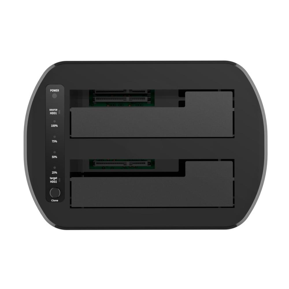 AISENS - Estacion de Docking de Doble Bahia ASDS-D03B SATA 2.5/3.5 a USB 3.0/3.1 Gen1, Clone, Negra