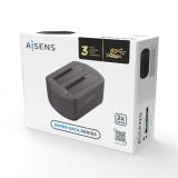 AISENS - Estacion de Docking de Doble Bahia ASDS-D03B SATA 2.5/3.5 a USB 3.0/3.1 Gen1, Clone, Negra