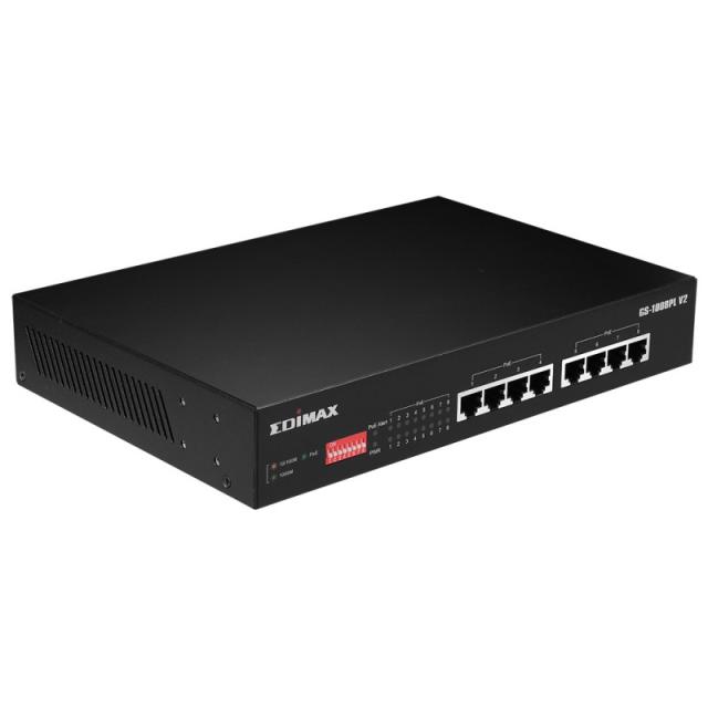 Edimax - GS-1008PL V2 switch Gestionado L2 Gigabit Ethernet (10/100/1000) Energía sobre Ethernet (PoE) 1U Negro