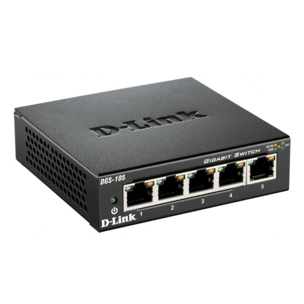 D-Link - DGS-105 switch No administrado L2 Gigabit Ethernet (10/100/1000) Escritorio Negro