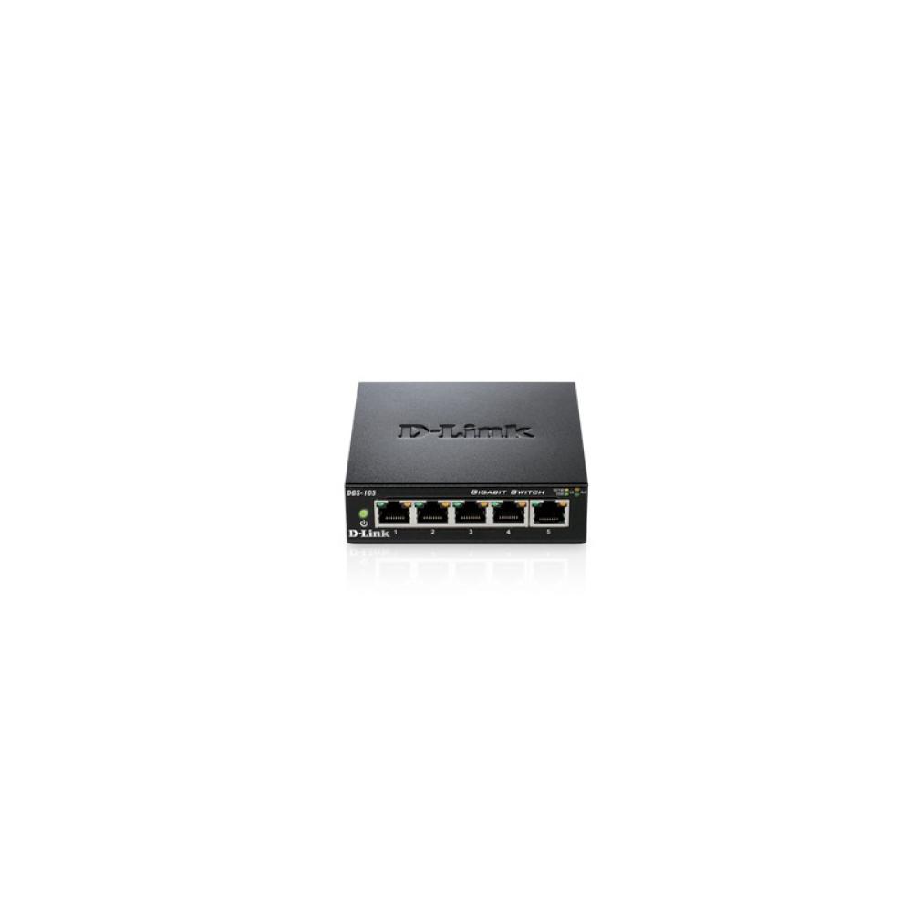 D-Link - DGS-105 switch No administrado L2 Gigabit Ethernet (10/100/1000) Escritorio Negro