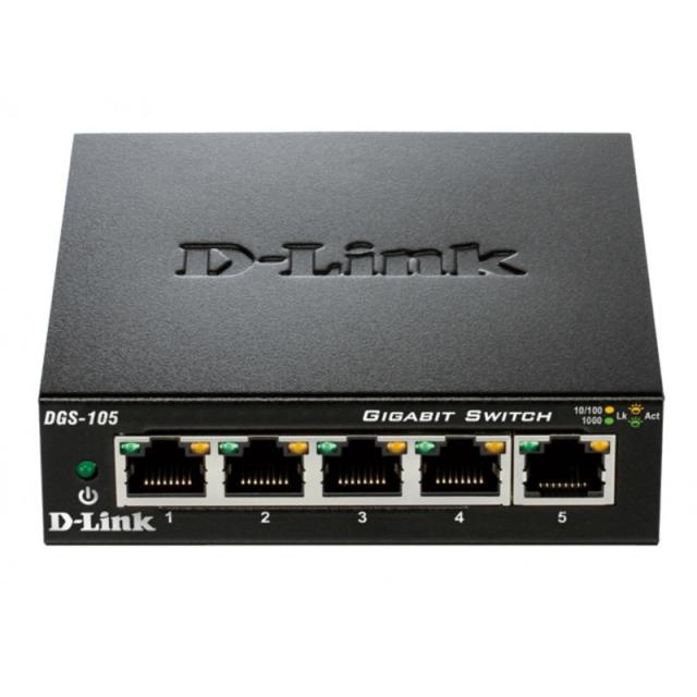 D-Link - DGS-105 switch No administrado L2 Gigabit Ethernet (10/100/1000) Escritorio Negro