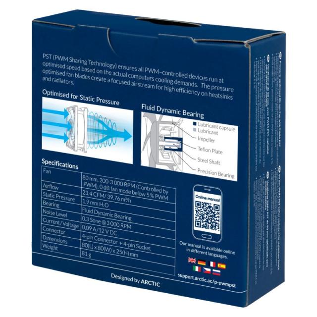 ARCTIC - P8 PWM PST Carcasa del ordenador Ventilador 8 cm Negro