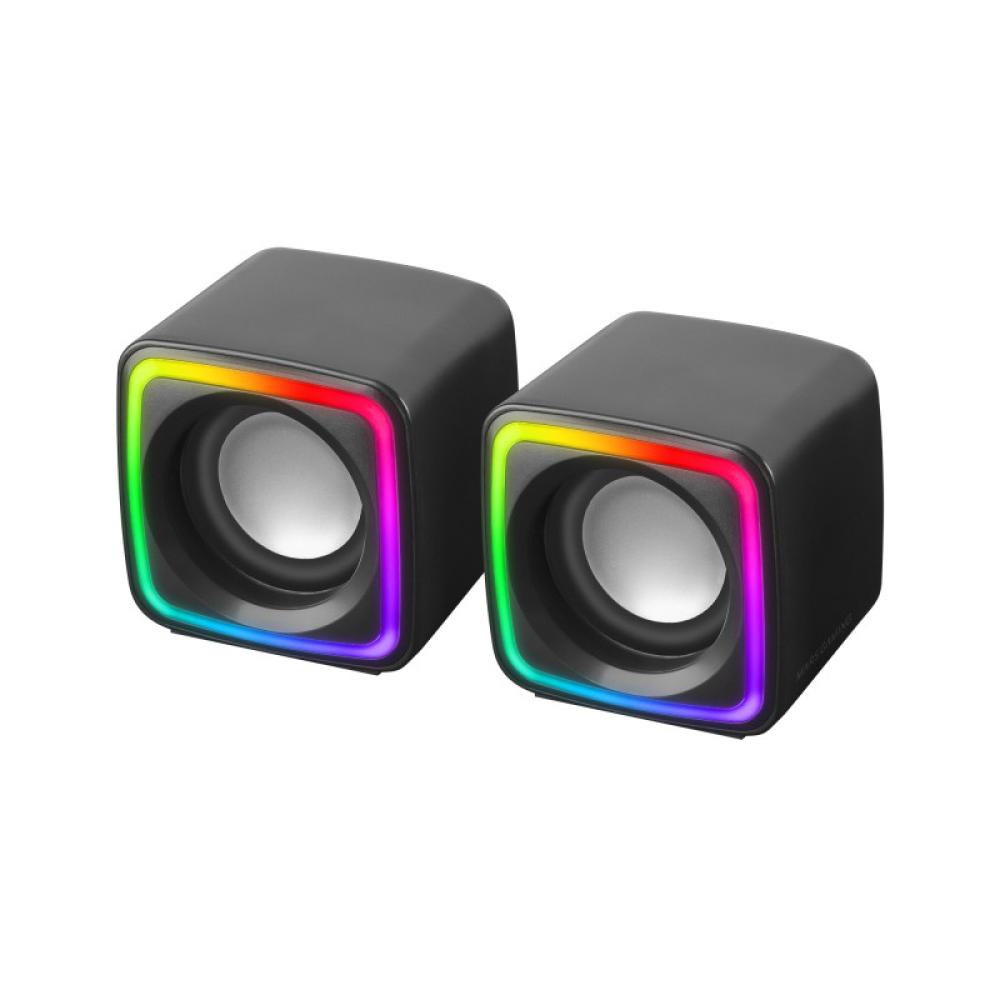 Mars Gaming - MSCUBE Negro, Altavoces Gaming RGB Compactos, Procesador Sonido DSP 8W, Control Volumen