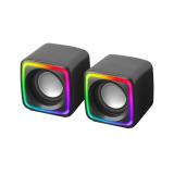 Mars Gaming - MSCUBE Negro, Altavoces Gaming RGB Compactos, Procesador Sonido DSP 8W, Control Volumen