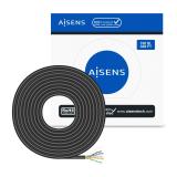 AISENS - Cable de Red Exterior Impermeable RJ45 Cat.6 UTP Rígido CCA AWG23, Negro, 100M