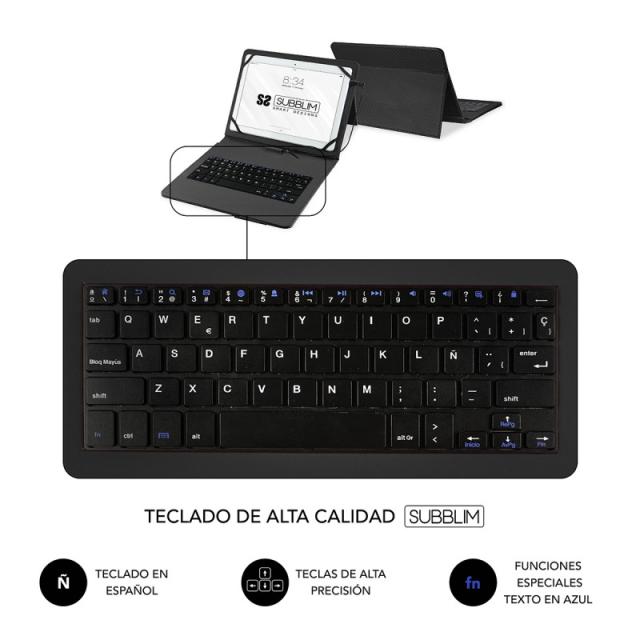 SUBBLIM - Funda con Teclado Micro USB - USB C KEYTAB PRO USB 10,1" Black