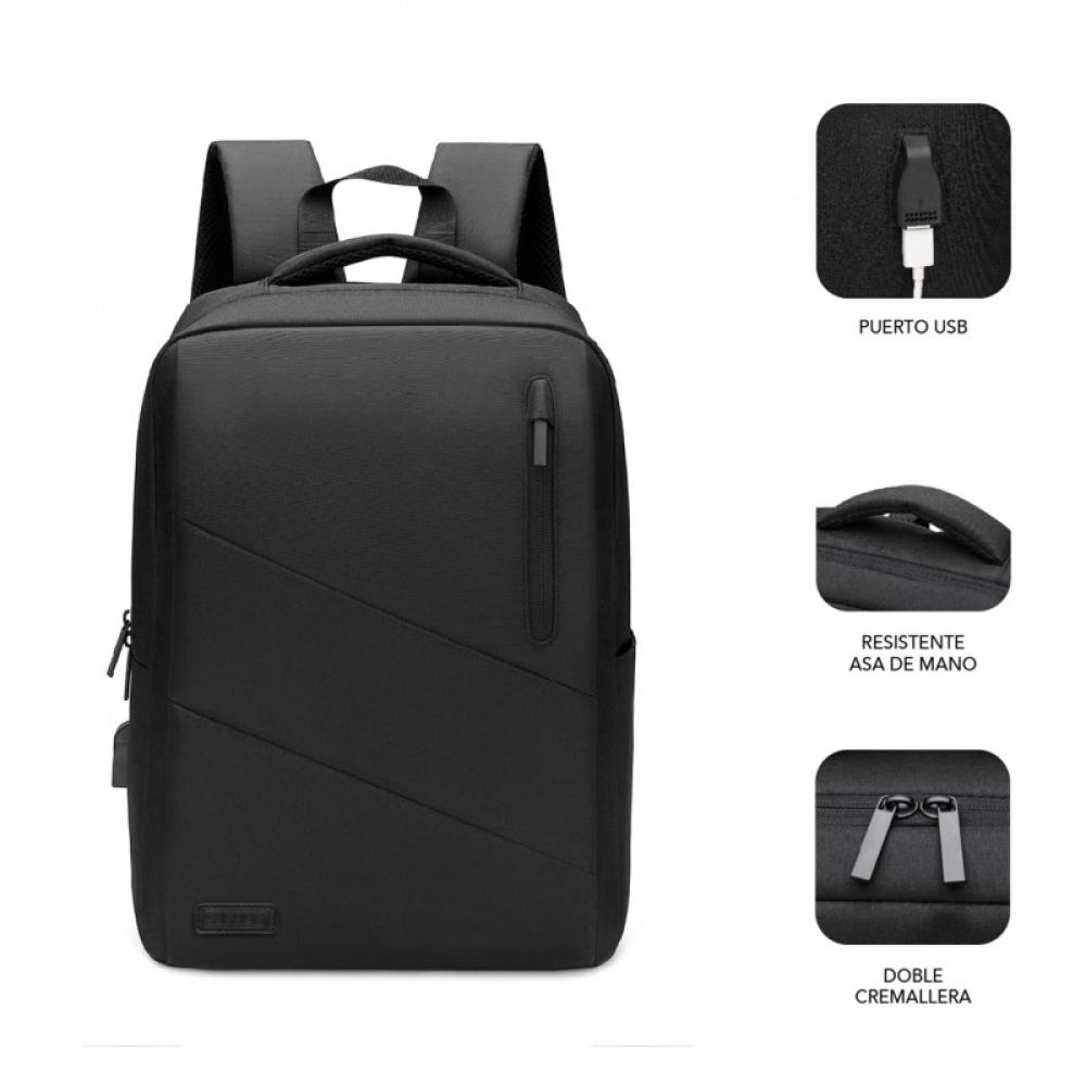 SUBBLIM - City Backpack Mochila para portátil 15.6", Poliéster Oxford, Negra