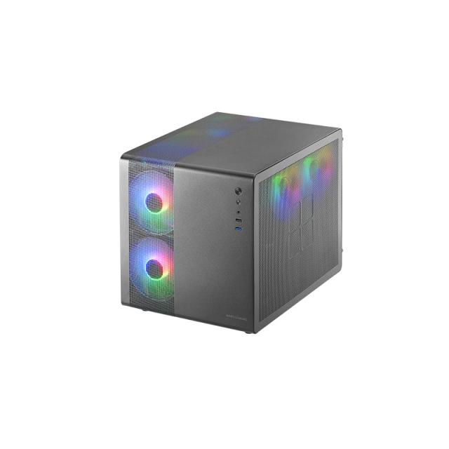 Mars Gaming - MC-400 Negro, Caja Gaming Compacta Micro-ATX, Ventana Lateral Completa Cristal Templado, 3x Ventiladores FRGB 120m