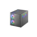 Mars Gaming - MC-400 Negro, Caja Gaming Compacta Micro-ATX, Ventana Lateral Completa Cristal Templado, 3x Ventiladores FRGB 120m