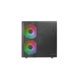 Mars Gaming - MC-400 Negro, Caja Gaming Compacta Micro-ATX, Ventana Lateral Completa Cristal Templado, 3x Ventiladores FRGB 120m
