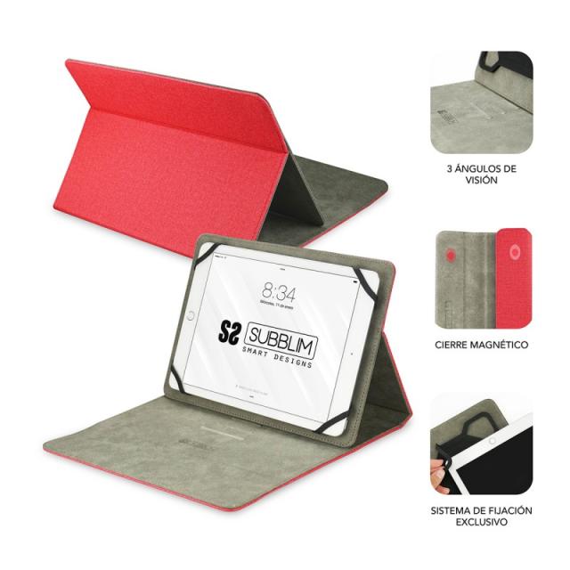 SUBBLIM - Funda Tablet Clever Stand Tablet Case 10,1" Red
