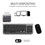 SUBBLIM - Teclado con Ratón Bluetooth + 2.4G Combo Dual Prestige Extendido Gris/Negro