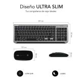SUBBLIM - Teclado con Ratón Bluetooth + 2.4G Combo Dual Prestige Extendido Gris/Negro