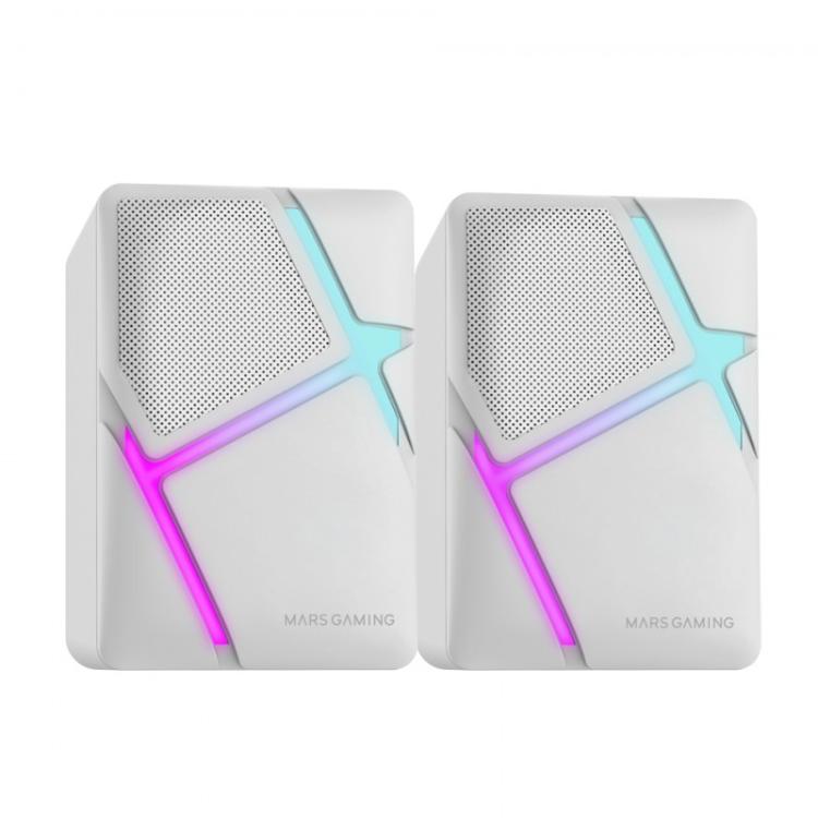 Mars Gaming - MS-H, Altavoces Gaming RGB Flow, Drivers Invertidos y Sonido 3D-Surround 10W, Altavoces Compactos con Caja - MSHW