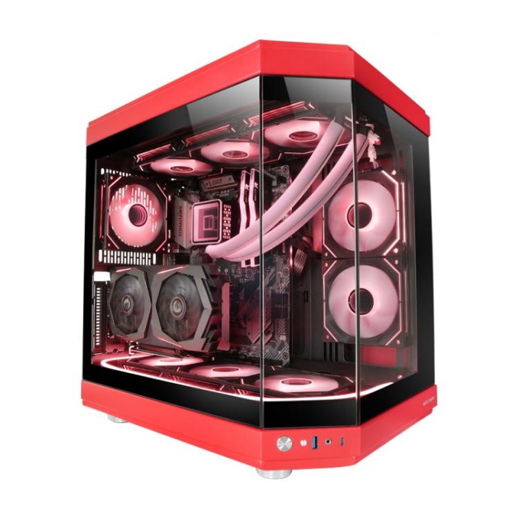 Mars Gaming - MC-3T, Caja Gaming Custom ATX, Triple Ventana Cristal Templado Continuo, Soporte Refrigeración Líquida Com - MC3TR
