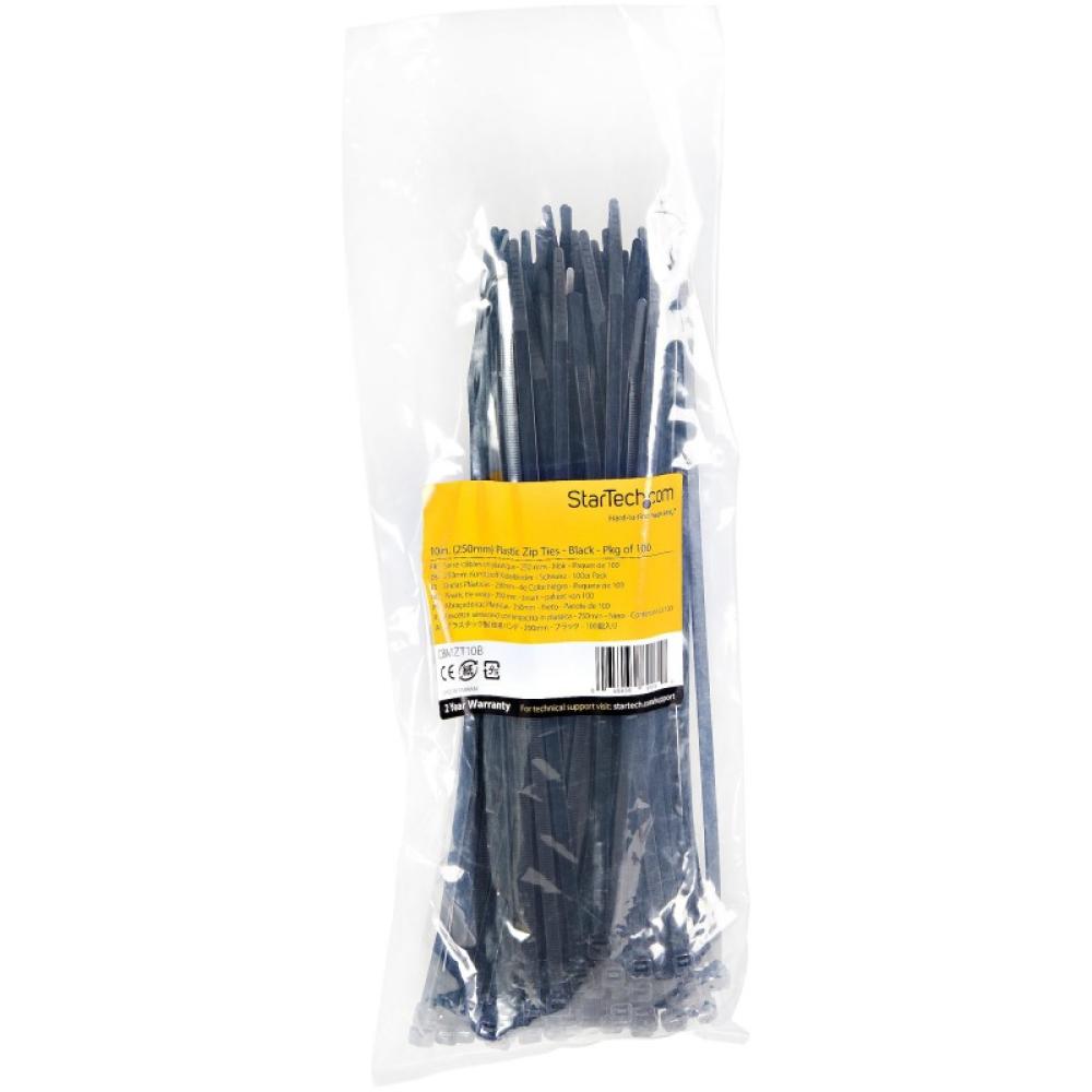 StarTech.com - Bridas de 25cm para cables - 4 mm de ancho, 68 mm de diámetro, soportan 22 kg de tensión, de nylon, ci - CBMZT10B