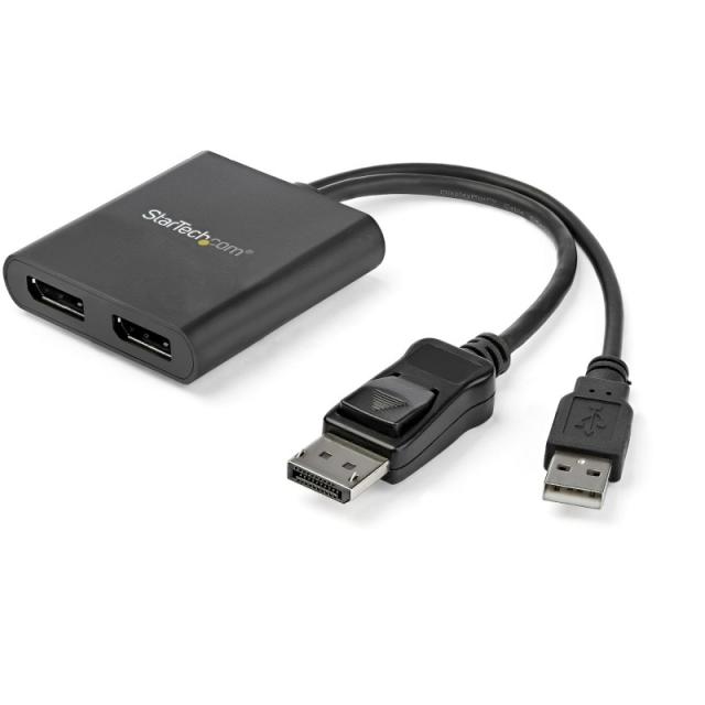 StarTech.com - Hub MST de 2 Puertos DisplayPort 1.2 - Divisor Splitter DP de 2 Monitores - Adaptador DP a 2x DisplayPort 4K 30Hz